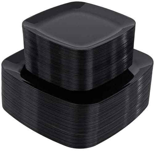 100 Black Square Disposable Plates