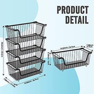 Amazon – GAOKASE 4-Pack Stackable Wire Storage Baskets