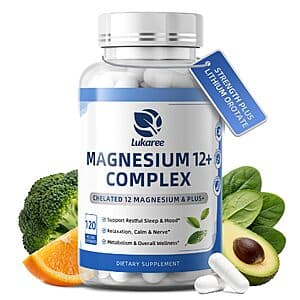 Amazon – Lukaree Magnesium 12+ Complex, 120 Capsules - $9.43