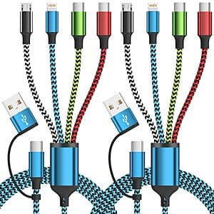 Amazon – Jogrytece 2-Pack 5-Ft 4-in-2 Multi Charging Cables