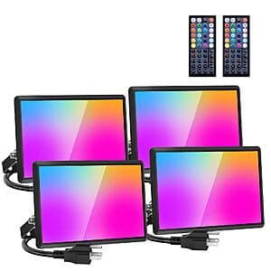 Amazon – Olafus 4-Pack 40W RGB Flood Lights w/ Remote