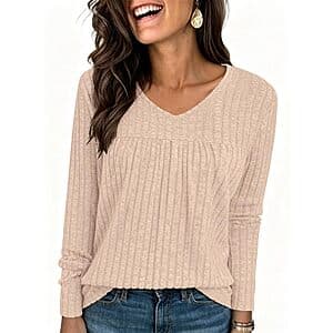 NORACORA Women's V-Neck Long-Sleeve Tunic Top
