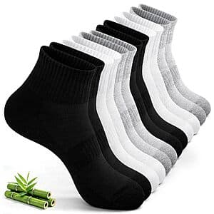 Fawarior Women's 6-Pair Bamboo-Viscose Quarter Crew Socks