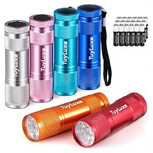 TuyLuxe 6-Pack 9-LED Mini Flashlights with Lanyards
