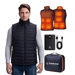 Soleilwear Men's Heated Vest w/ Battery