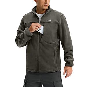 Pudolla Men's Full-Zip Polar Fleece Jacket