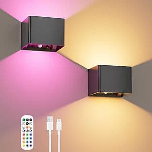 NOWES RGB Motion-Sensor Wall Lights 2-Pack