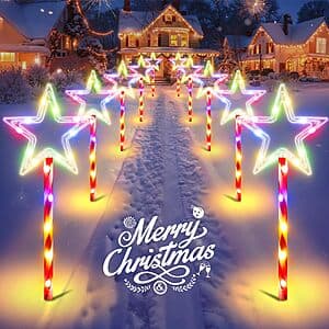 HALHSAP 10-Pack Solar Christmas Pathway Lights