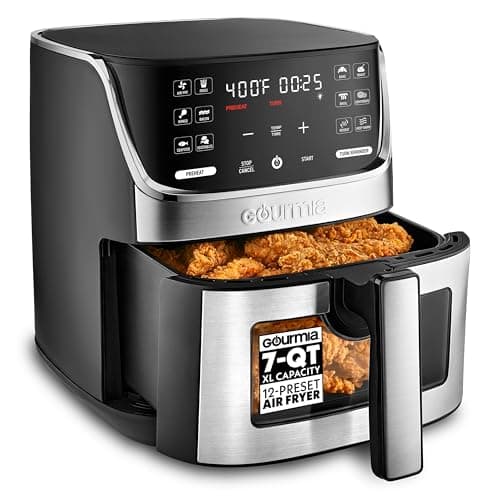 Gourmia Air Fryer 7 Qt, LED Display, 12 Presets, Stainless