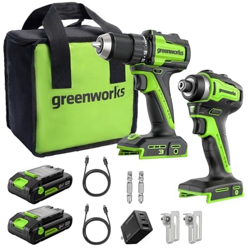 Greenworks 24V Brushless Drill (400 In-lbs) & Impact Driver